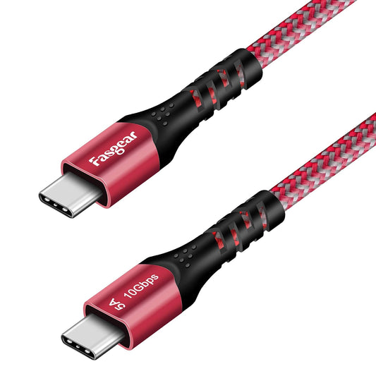 USB C to USB C Cable, 1.6Ft, Red | 100W Fast Charge, 10Gbps USB 3.1 Gen 2, 5A Power Delivery, E-Marker Chip, for Mac-Book, I-Pad Air, Galaxy S21, SSD, Pixel